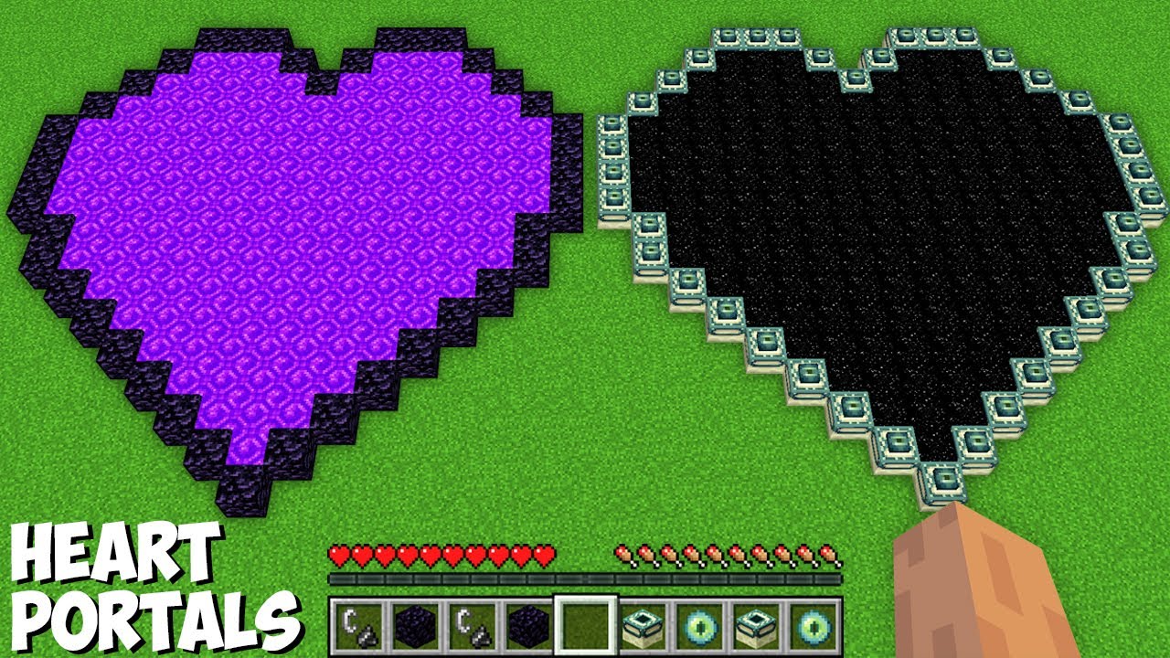 Which SECRET HEART PORTAL TO CHOOSE NETHER VS END PORTAL in Minecraft ? HEART BATTLE !