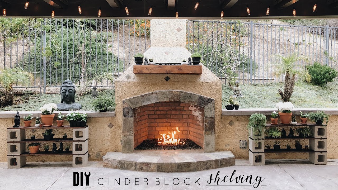 ⁣DIY Cinder Block Shelves | Backyard Plant Display