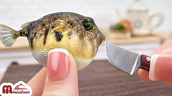 Yummy Miniature Puffer Fish Curry Recipe : Cook the Poison Fugu || ASMR Miniature Cooking