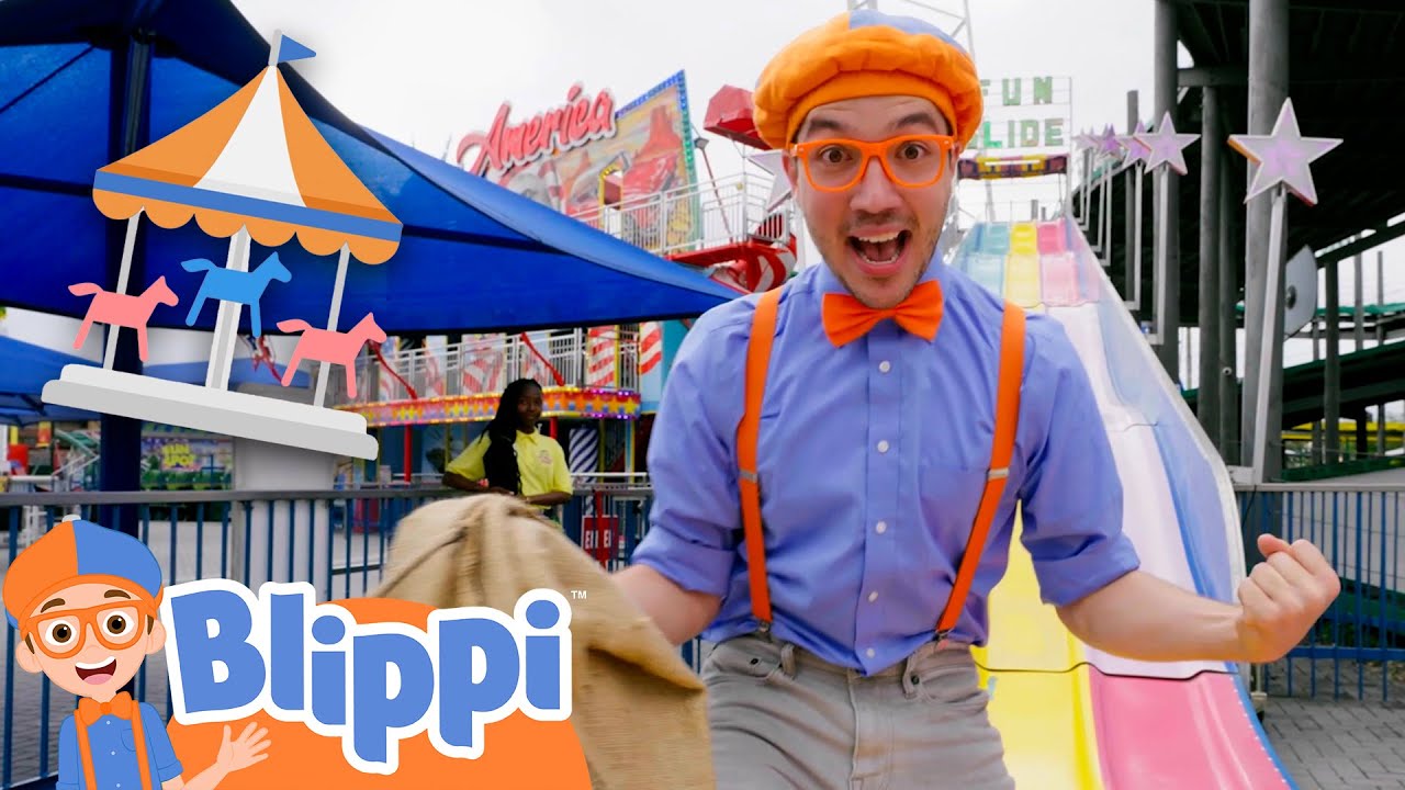 ⁣Blippi Rides Roller Coasters At The Fun Spot Theme Park! | Educational Videos For Kids